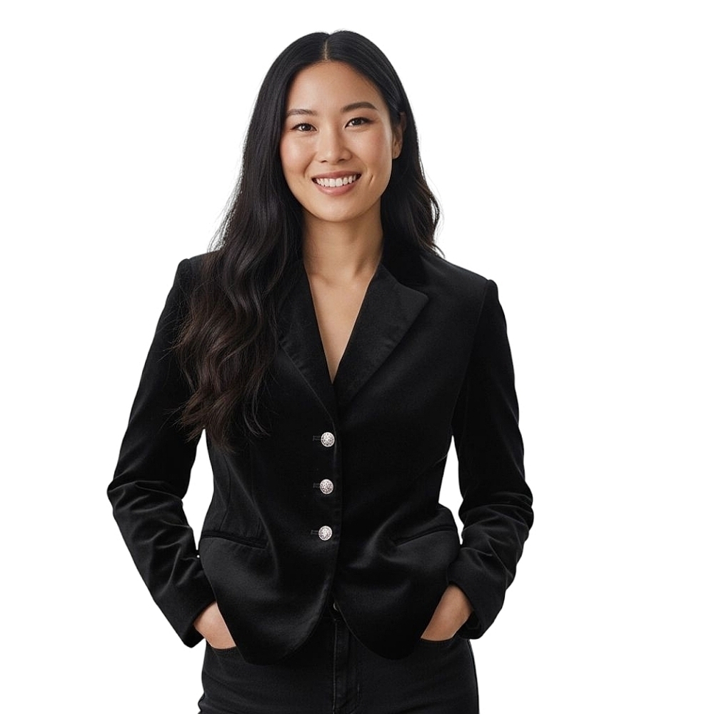 Vintage Black Velvet Blazer with Rhinestone Buttons